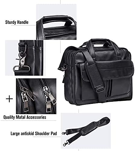 seyfocnia Mens Laptop Bag,15.6 Inch Leather Messenger Bag Water Resistant Business Travel Briefcase, Work Computer Bag Satchel Bag Husband Gifts(Brown - Image 3